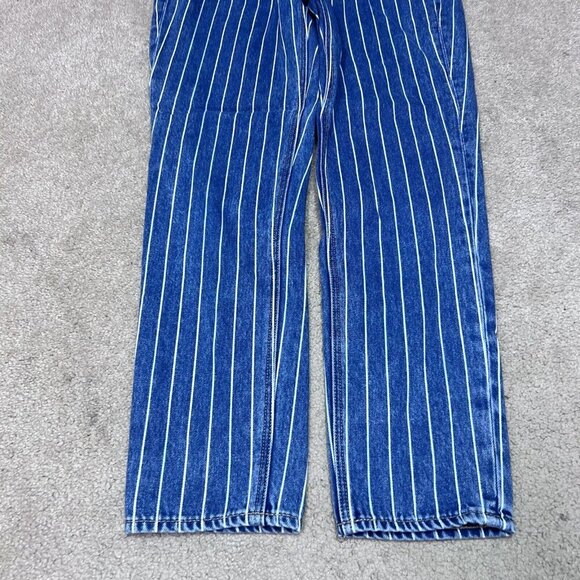 American Eagle Outfitters Mom Jeans Blue White Striped Pockets Size 2 - Picture 11 of 13